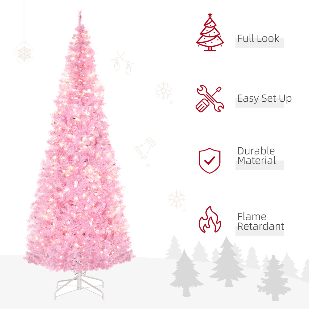 Everglow Warm LED Pre-Lit Tall Pink Pencil Slim Artificial Christmas Tree 7ft Image 4