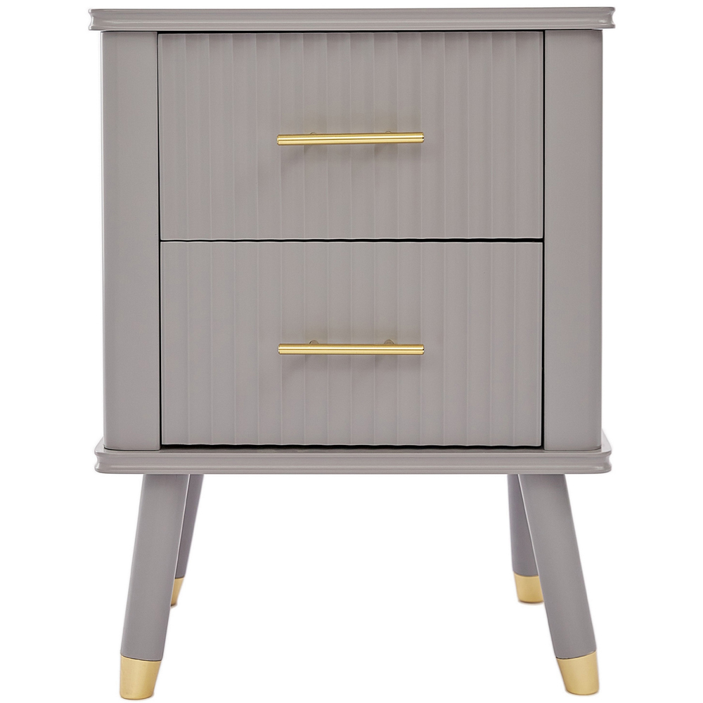 Cozzano 2 Drawer Grey Bedside Table Image 3