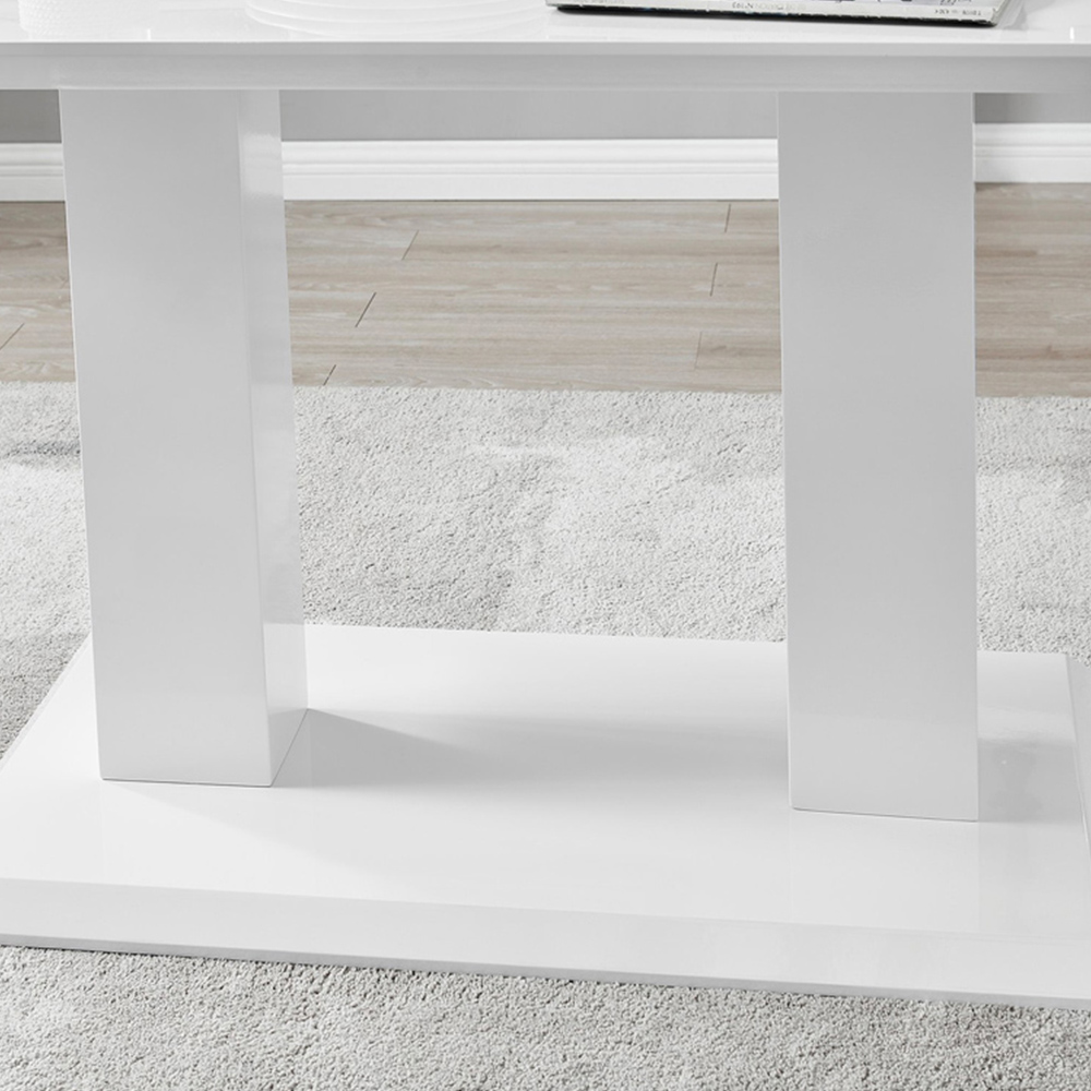 Furniturebox Molini Valera 6 Seater Dining Set White High Gloss and White Image 6