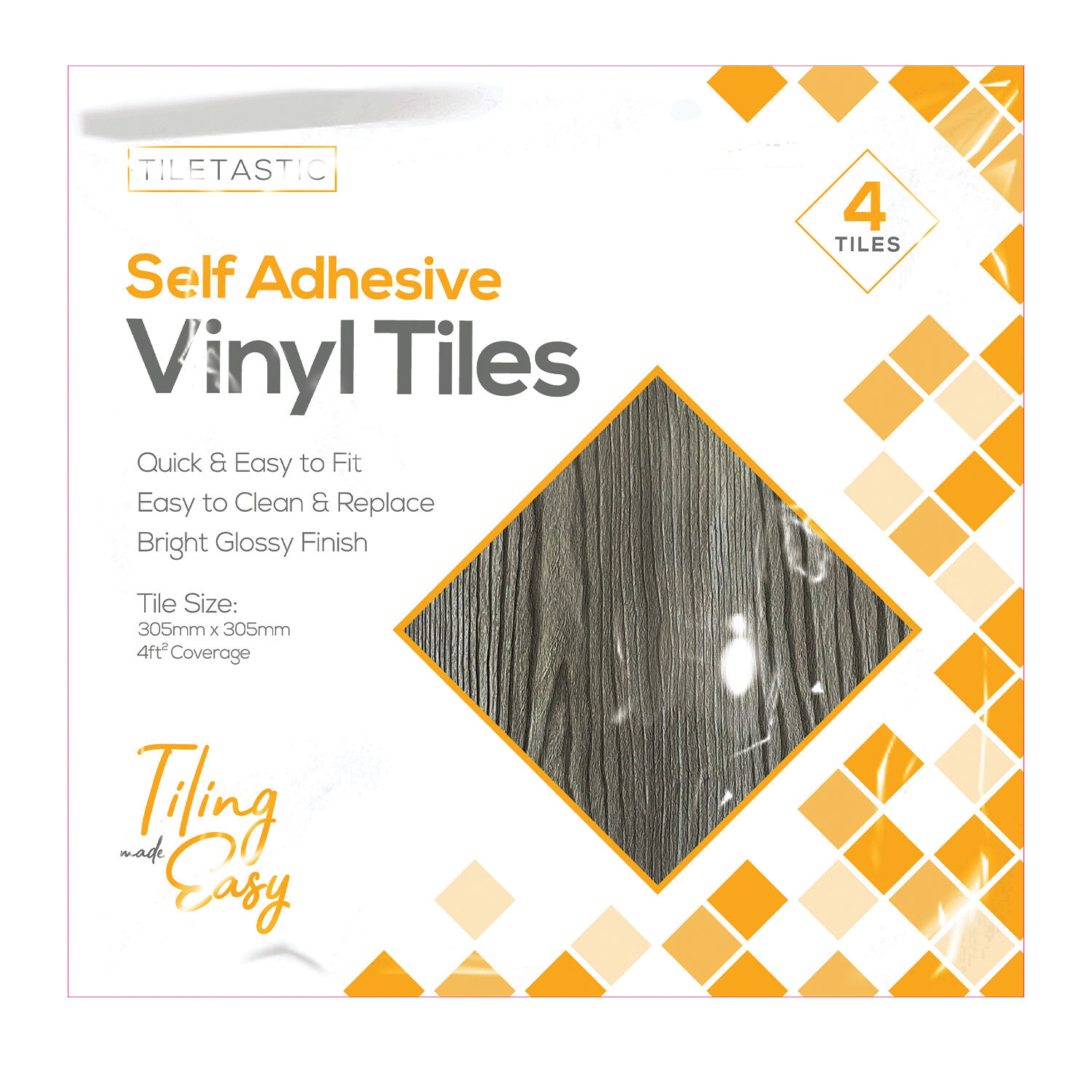Tiletastic Self Adhesive Vinyl Floor Tile 4 Pack Image