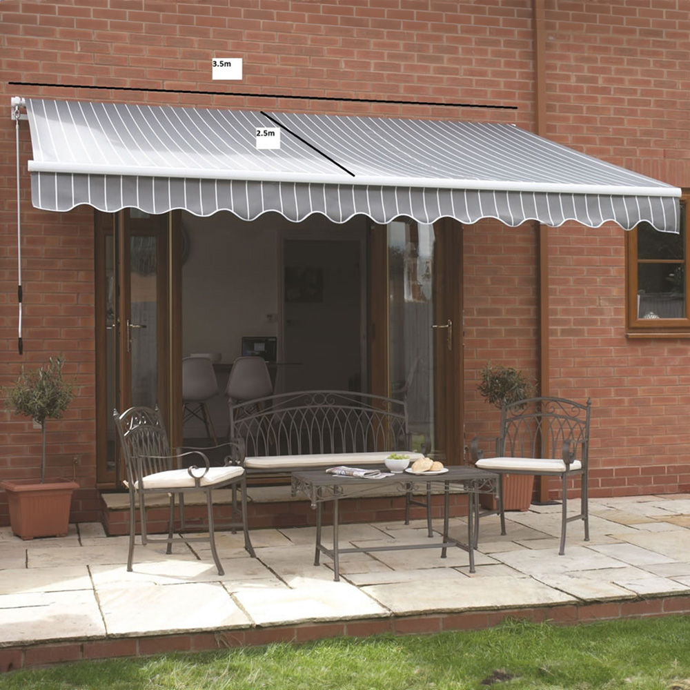 Berkeley Grey and White Stripe Easy Fit Awning 2.5 x 3.5m Image 1