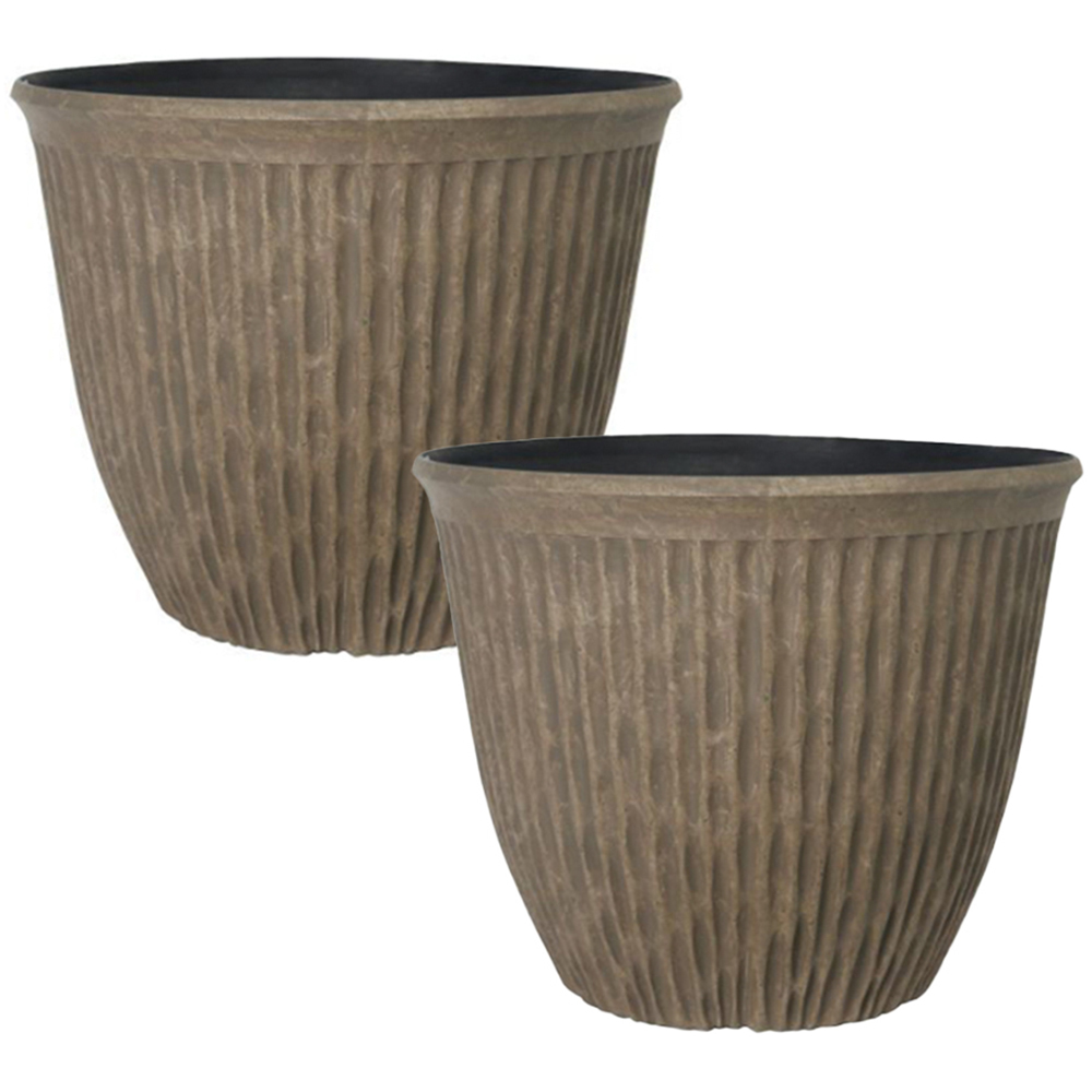 wilko Brooklyn Faux Rock Round Planters 38cm 2 Pack Image 1