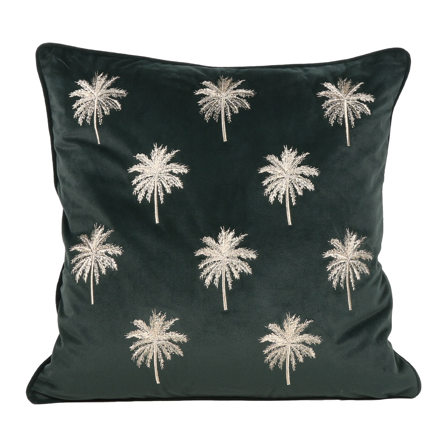 Divante Black Palm Embroidered Velvet Cushion 45 x 45cm Image