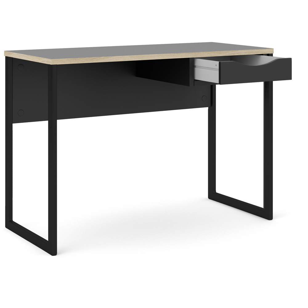 Florence Function Plus Single Drawer Desk Black and Oak Trim Image 4