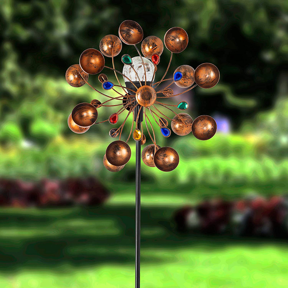 wilko Jewel Wind Spinner Crackle Ball LED Solar Ornament Light Image 4