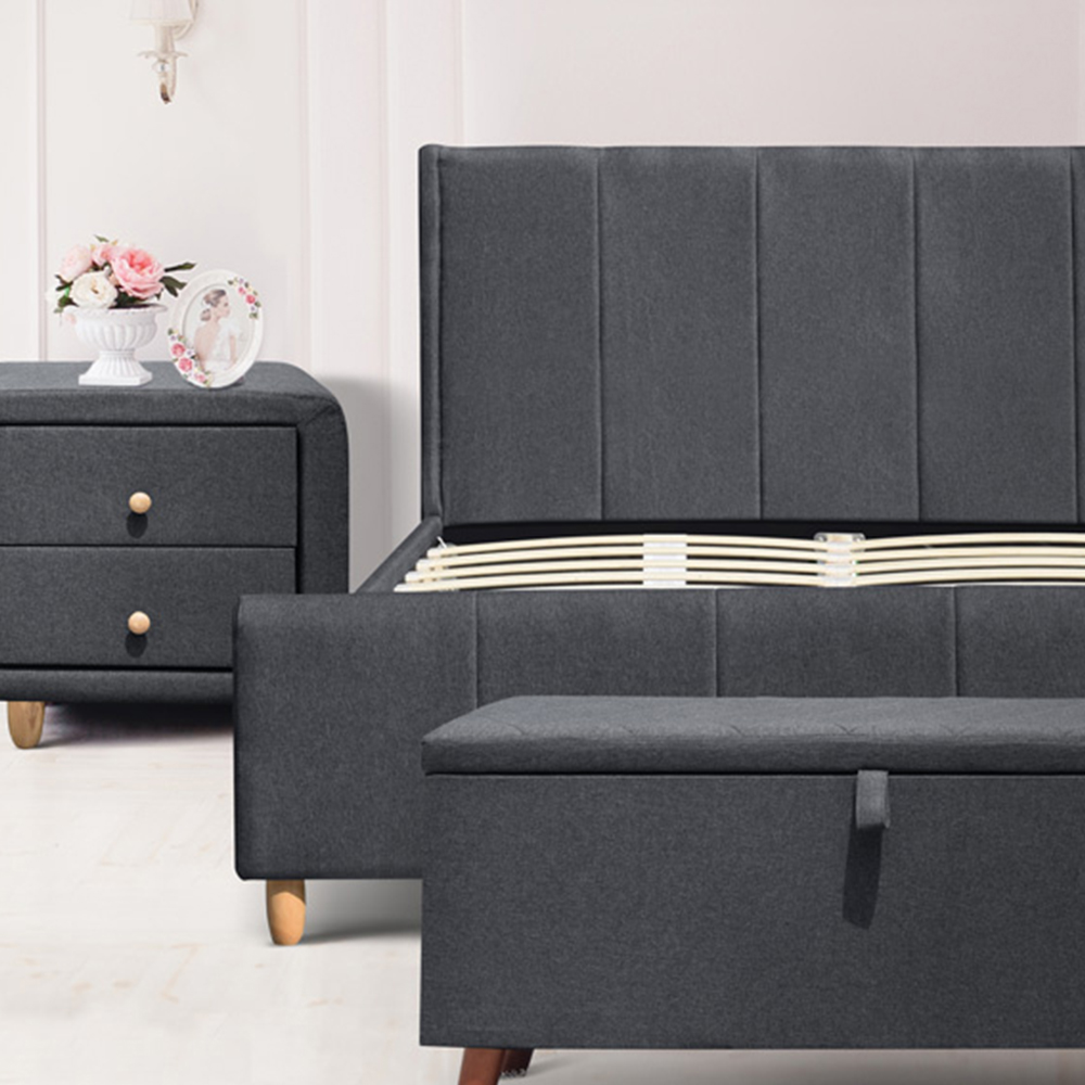 Brooklyn Grey Linen 3 Piece Bedroom Furniture Set Image 3