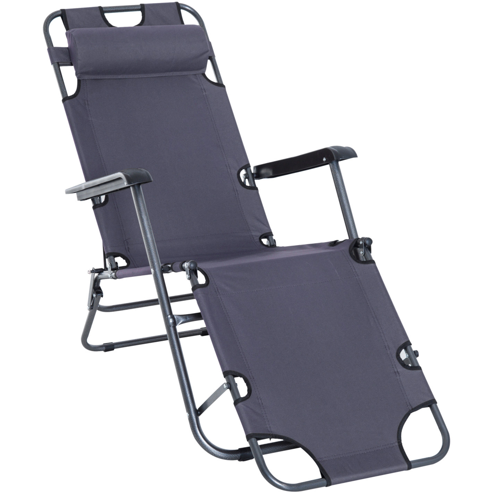 Outsunny 2 in 1 Grey Folding Recliner Chair and Sun Lounger Image 2