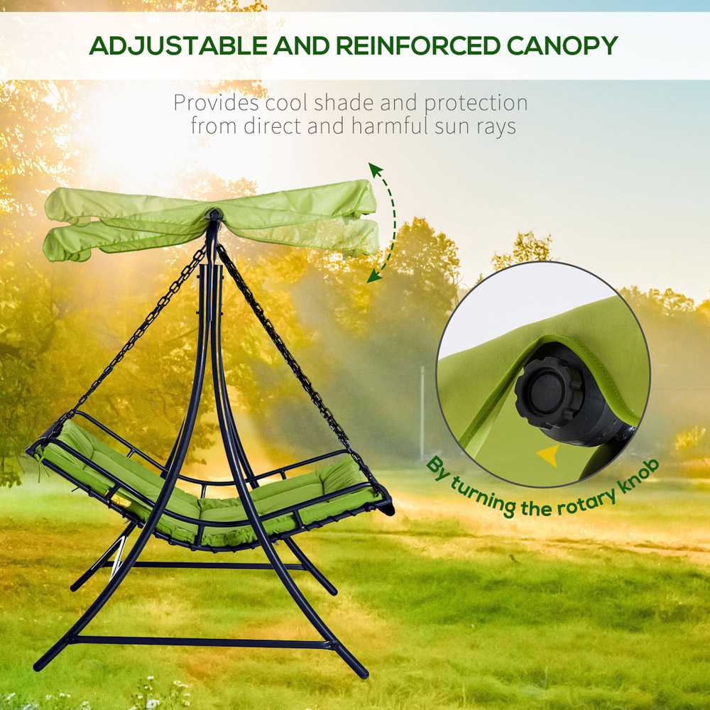 Outsunny 2 Seater Green Hammock Swing Chair with Canopy Image 4