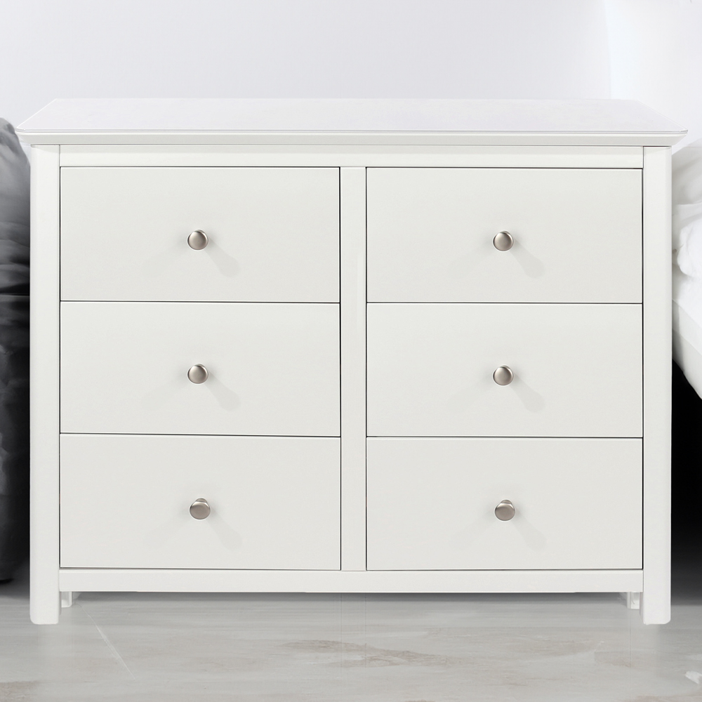 Core Products Nairn 6 Drawer White Wide Chest of Drawers Image 1