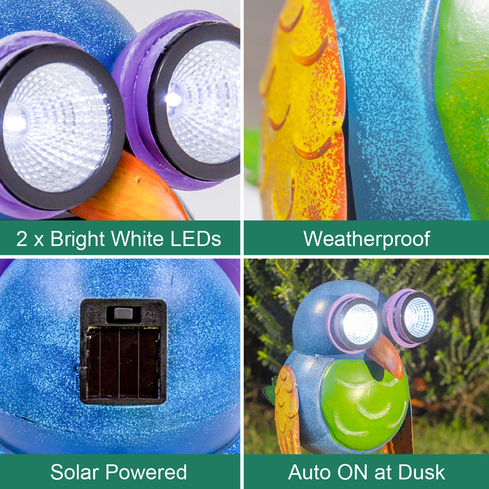 GardenKraft Metal Owl with LED Solar Light Image 8