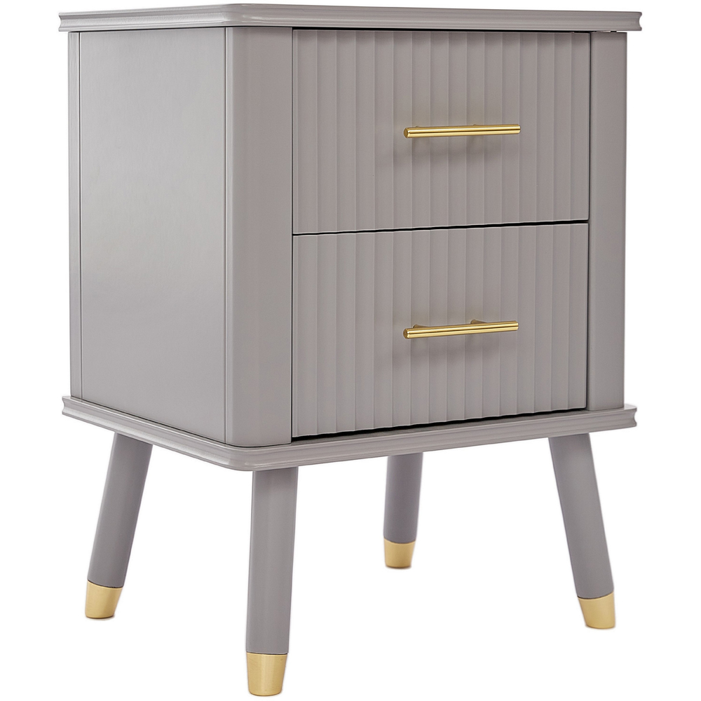 Cozzano 2 Drawer Grey Bedside Table Image 2