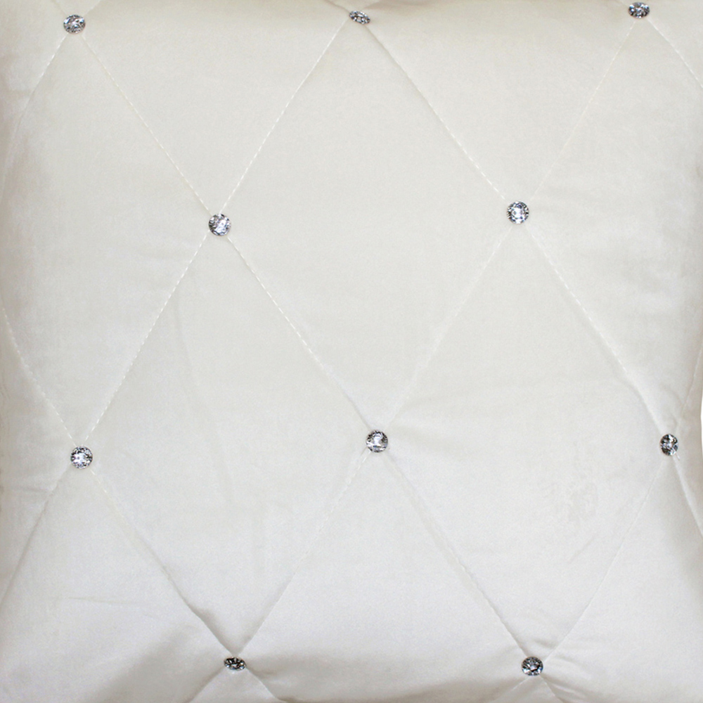 Paoletti New Diamante Cream Quilted Cushion Large Image 3