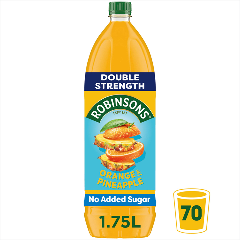 Robinsons Orange and Pineapple Double Strength No added Sugar Squash 1.75L Image 2