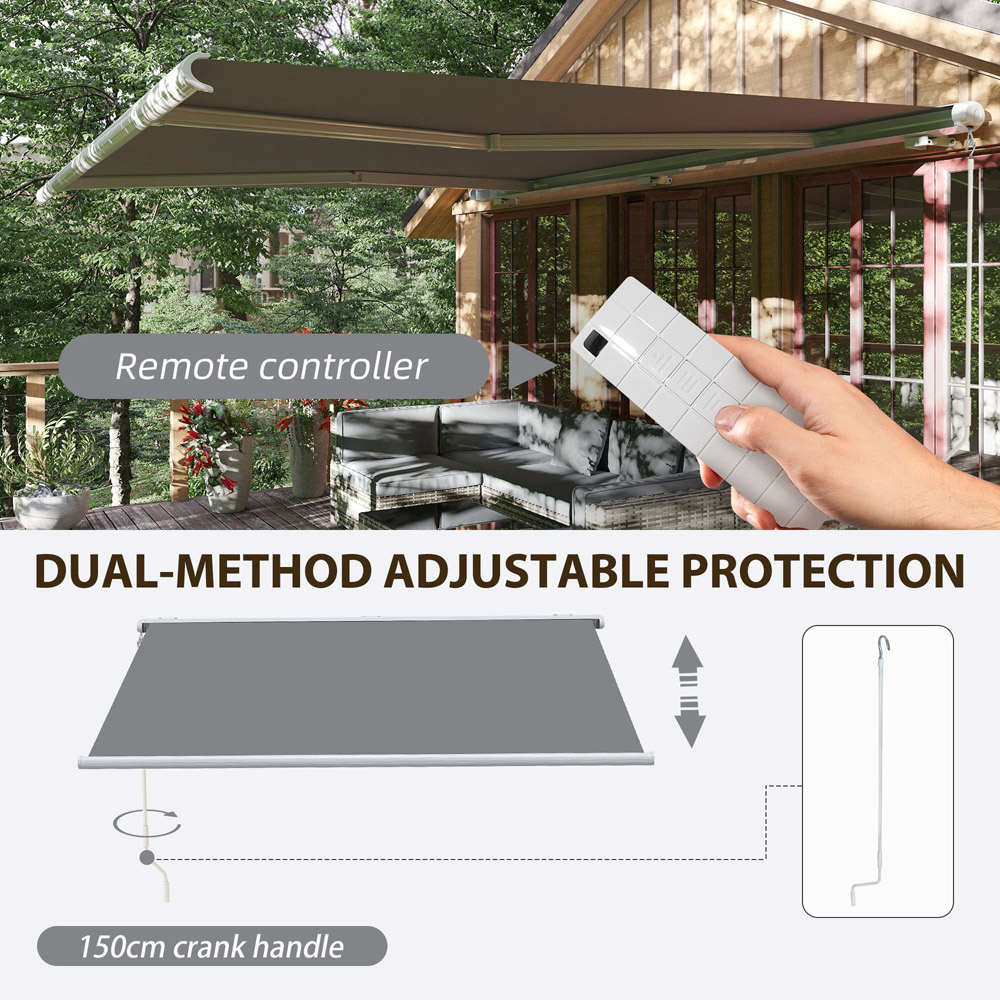 Outsunny Grey Full Cassette Electric and Manual Retractable Awning 4 x 3m Image 4