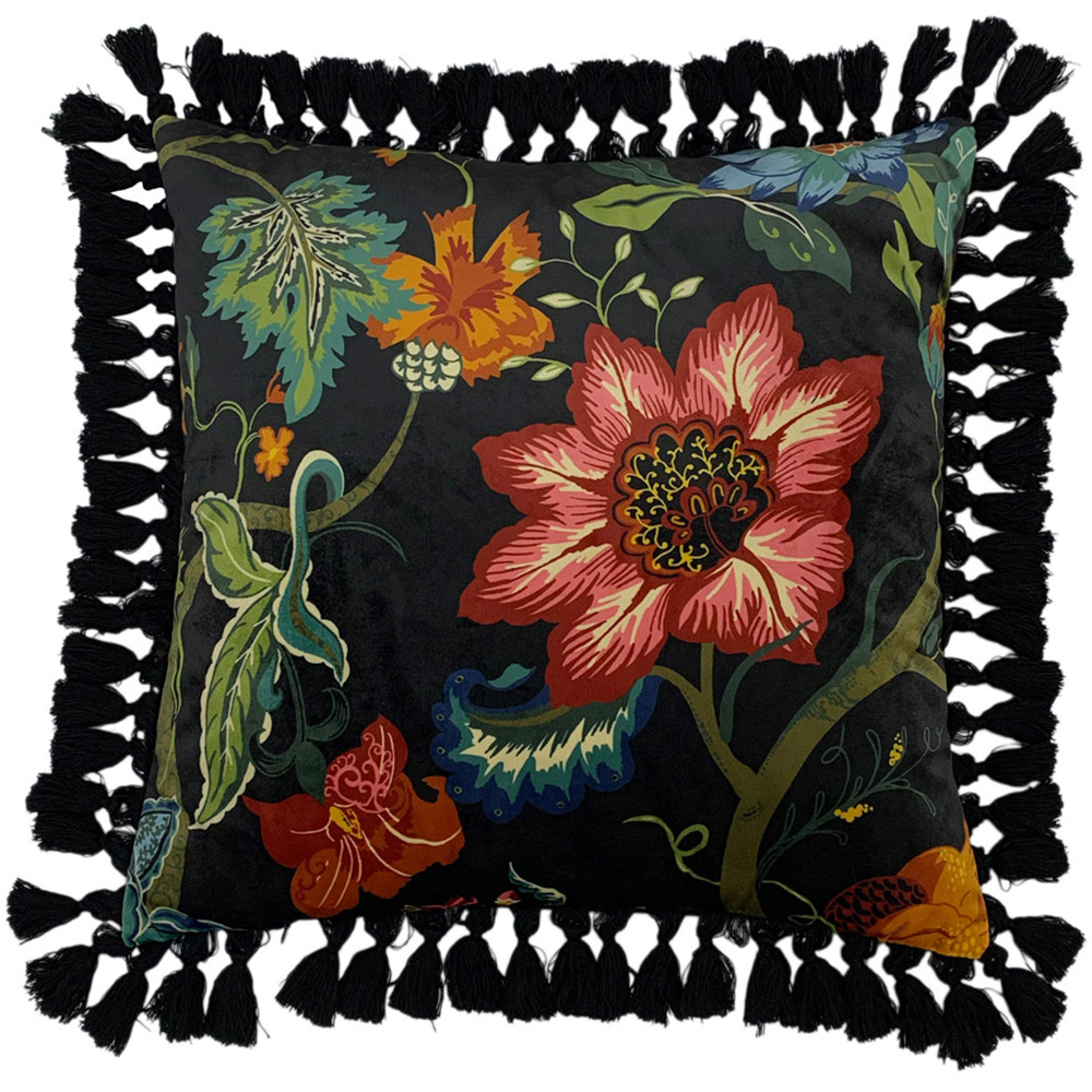 Paoletti Botanist Black Floral Cushion Image 1