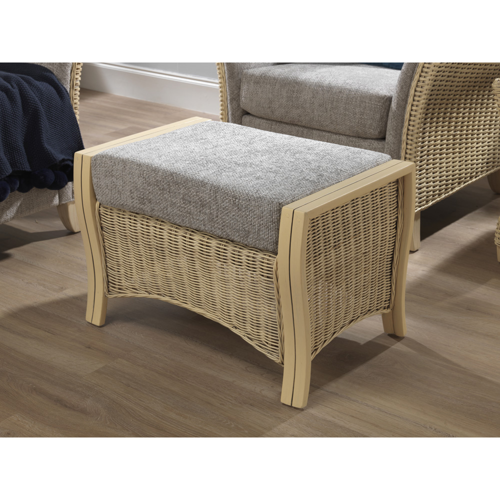 Desser Arlington Grey Natural Rattan Footstool with Storage Compartment Image 5