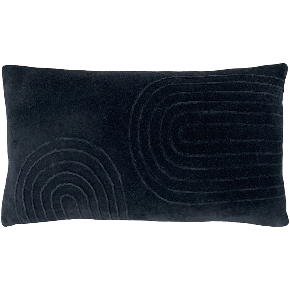 furn. Mangata Black Geometric Pleat Cushion Image 1
