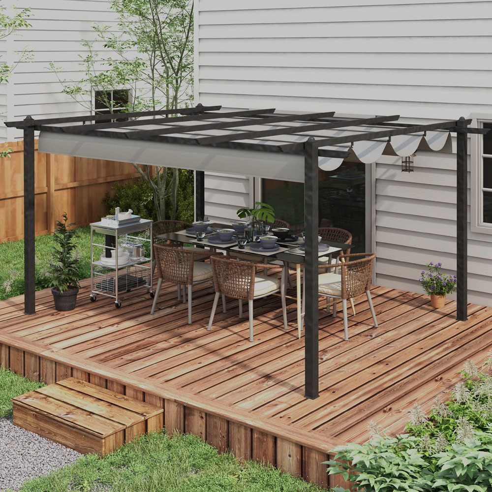 Outsunny 4 x 3m Aluminium Garden Gazebo with Retractable Roof Image 3