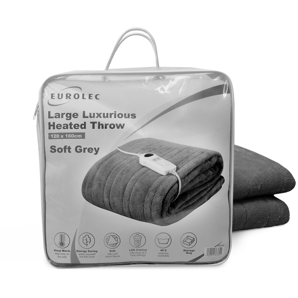Eurolec Soft Grey Electric Heated Throw Blanket 120 x 160cm Image 4