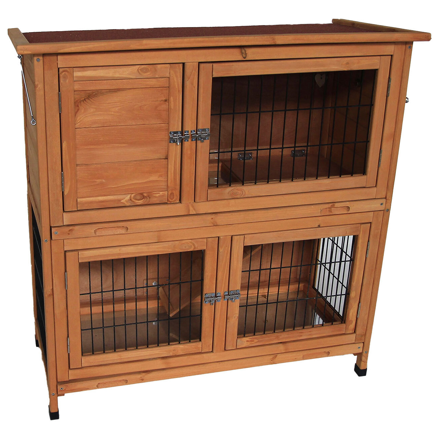 Brown Double Level Pet Hutch with Base Image