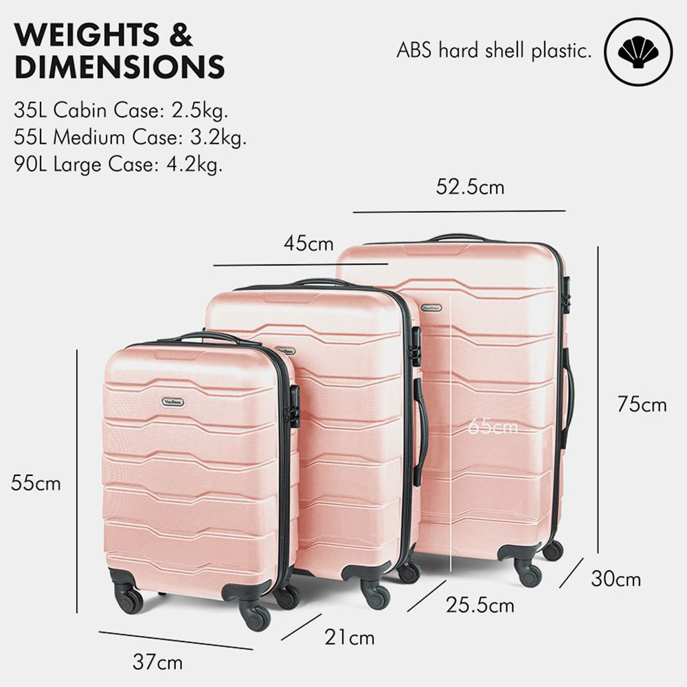 VonHaus Set of 3 Pink Hard Shell Luggage Image 6