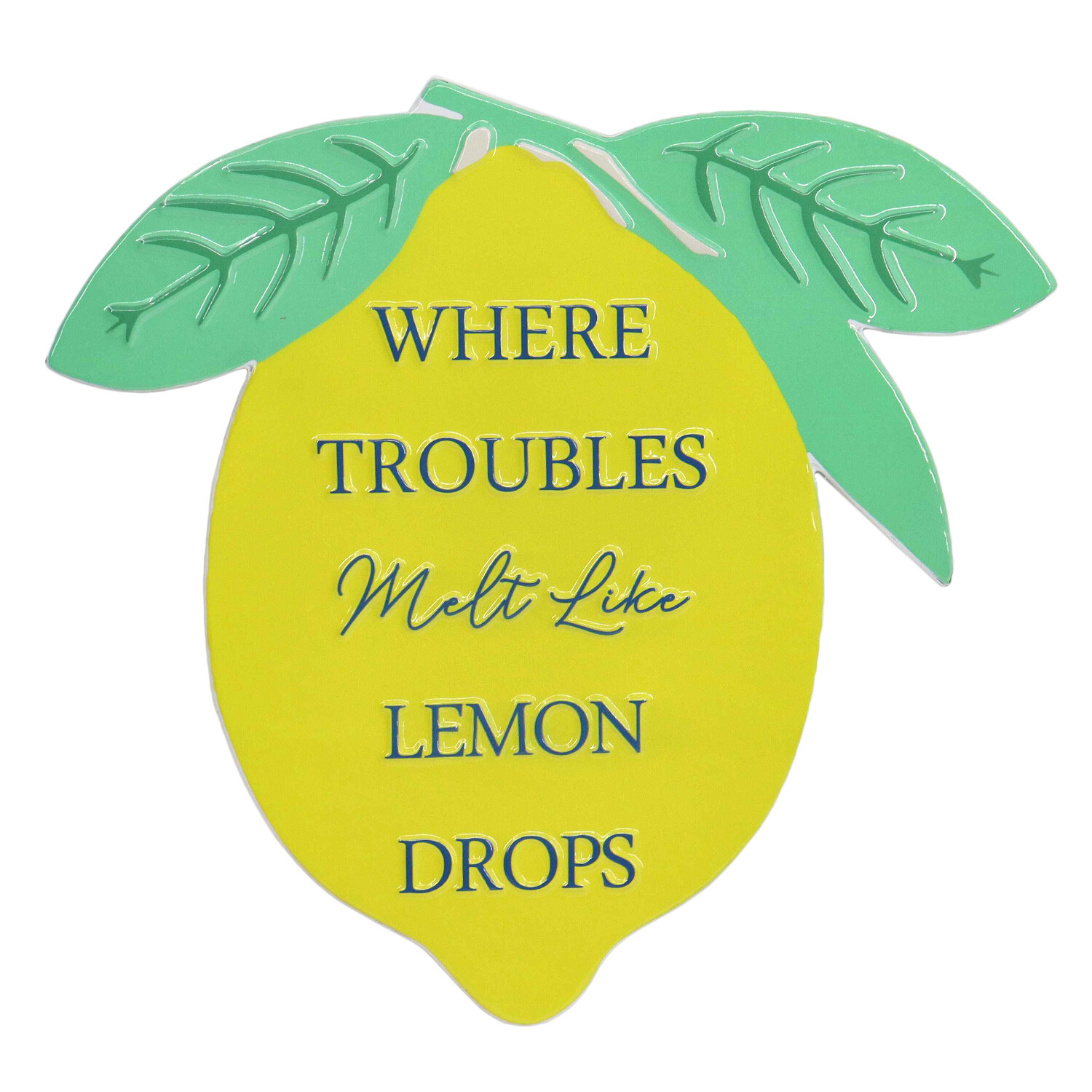Fun Lemon Slogan Embossed Metal Sign - Yellow Image 3