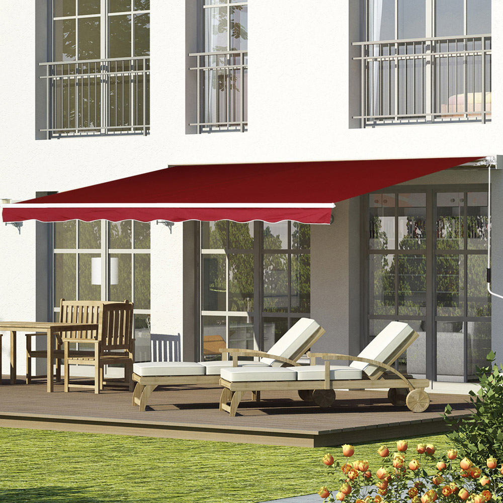 Outsunny Dark Red Retractable Awning 2.5 x 2m Image