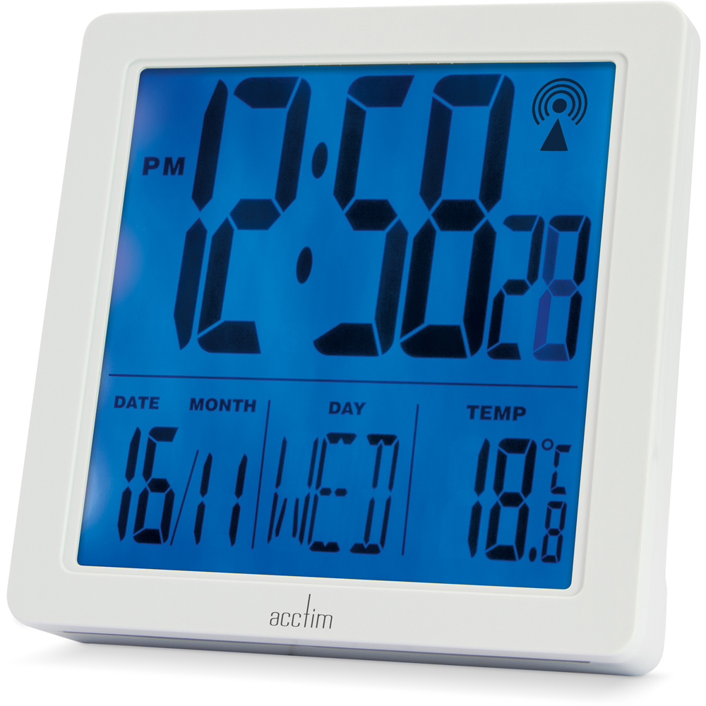 Acctim Varsity White Radio Controlled Alarm Clock Image 2