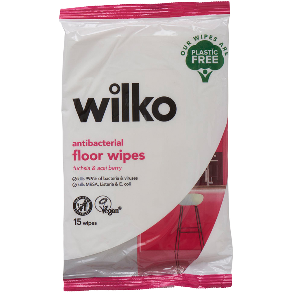 Wilko Fuchsia and Acai Berry Antibacterial Floor Wipes 15 Pack Image 1
