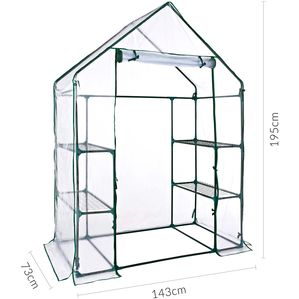 Gardenkraft PVC Plastic 4.7 x 2.4ft Walk In Greenhouse with Shelves Image 9