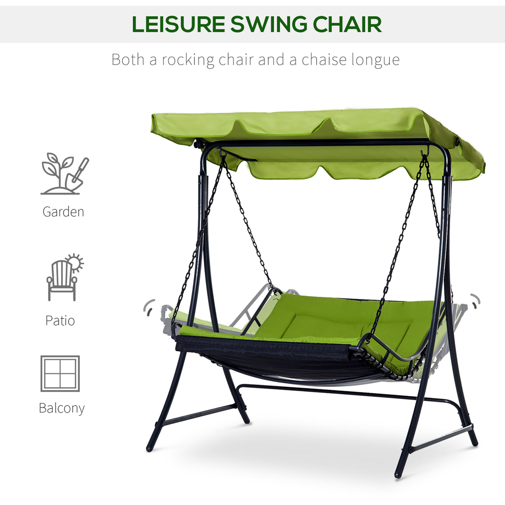 Outsunny 2 Seater Green Hammock Swing Chair with Canopy Image 5