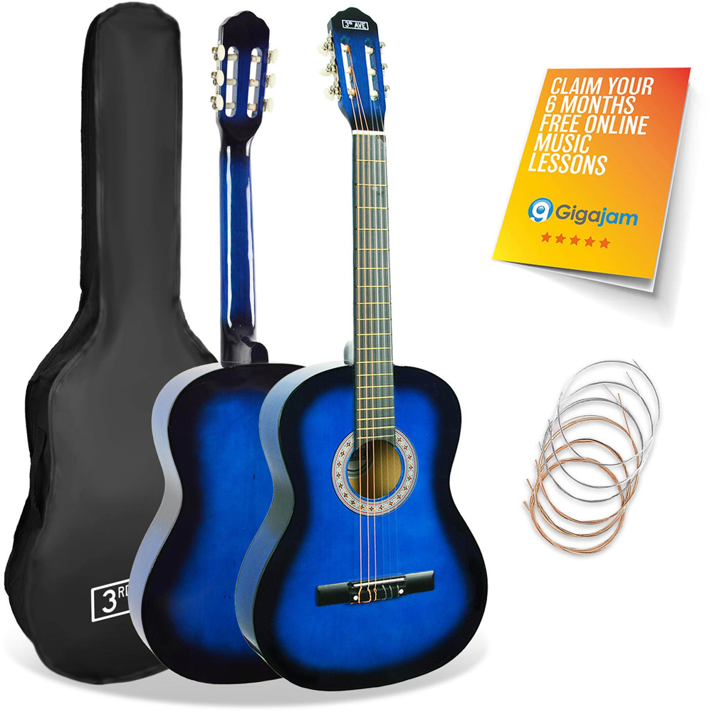 3rd Avenue Blueburst Full Size Classical Guitar Set Image 1