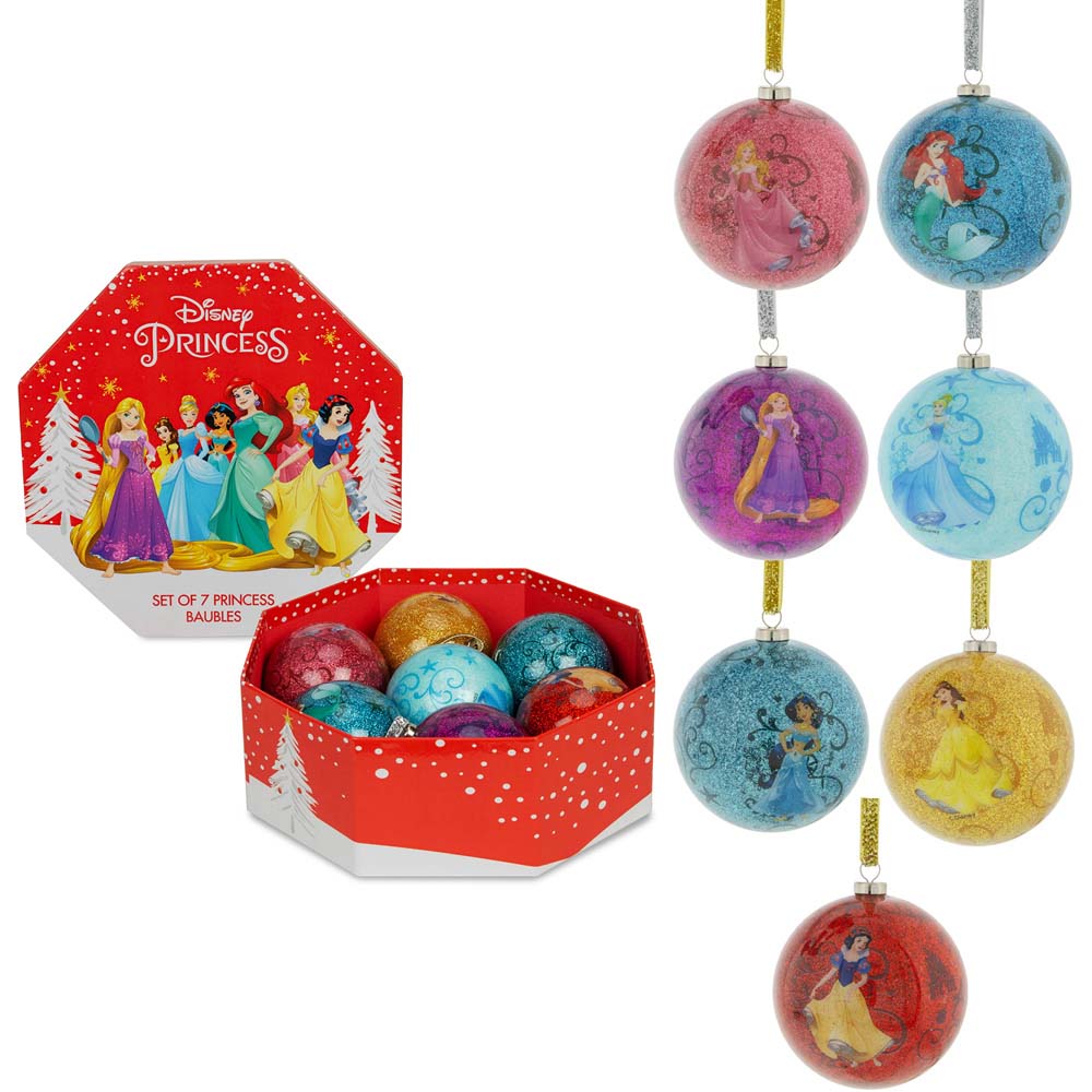 Disney Princess Multicolour Baubles 7 Pack Image 1