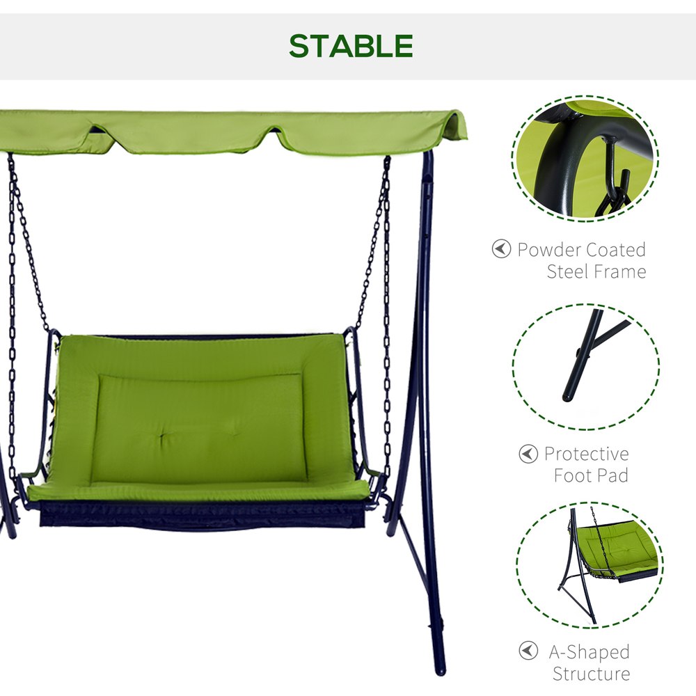 Outsunny 2 Seater Green Hammock Swing Chair with Canopy Image 6