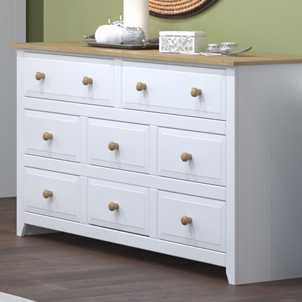 Capri 8 Drawer White Wide Chest of Drawers Image 1