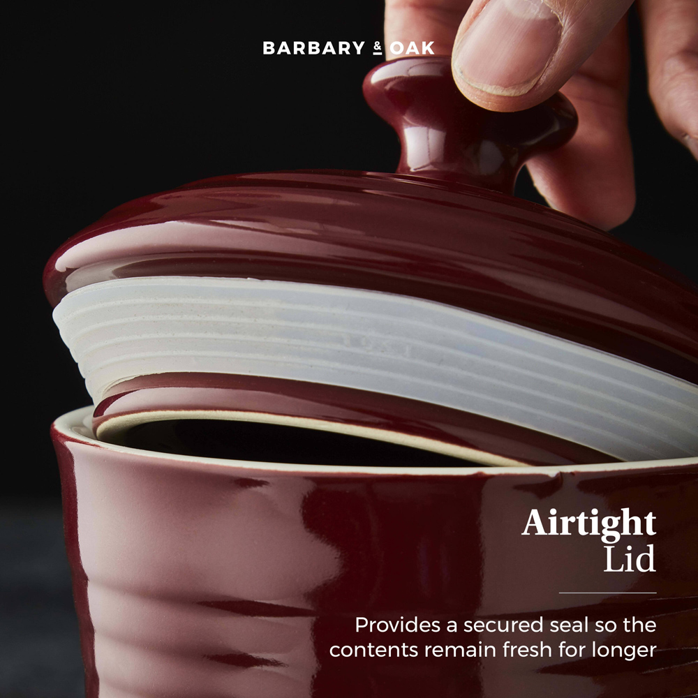 Barbary and Oak 17cm Bordeaux Red Ceramic Storage Jar Image 5