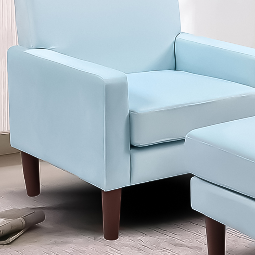 Brooklyn Blue Plush Velvet Armchair with Footstool Image 2