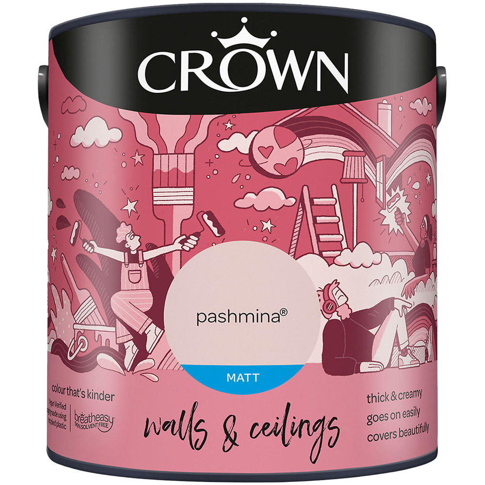 Crown Breatheasy Walls & Ceilings Pashmina Matt Emulsion Paint 2.5L Image 2