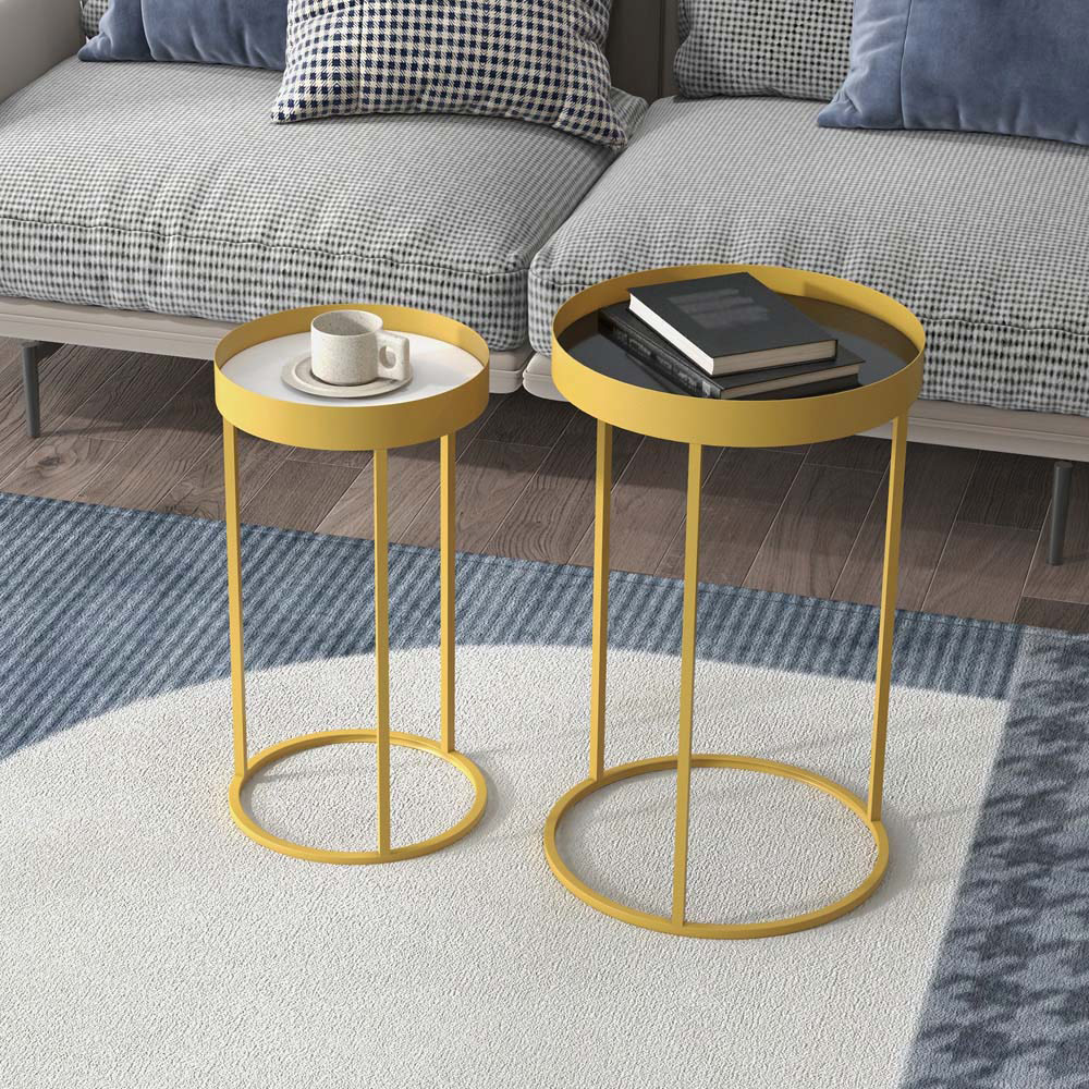 Portland Gold Base Nest of Coffee Tables Set of 2 Image 3