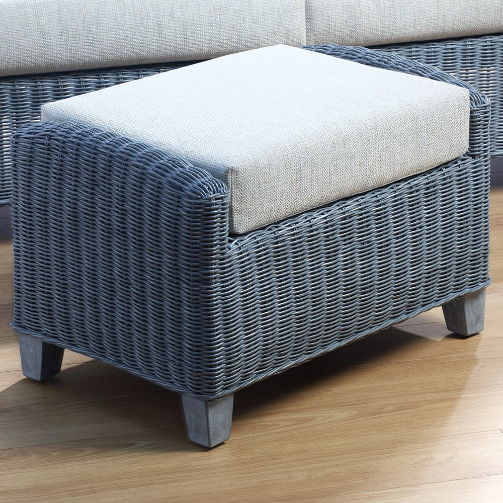 Desser Dijon Cane Pebble Fabric Footstool with Storage Compartment Image 1