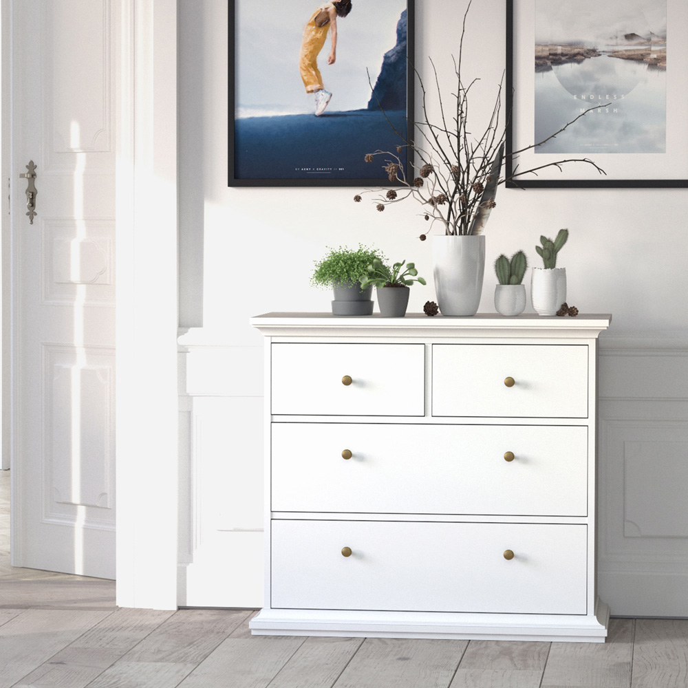 Florence Paris 4 Drawer White Chest of Drawers Image 5