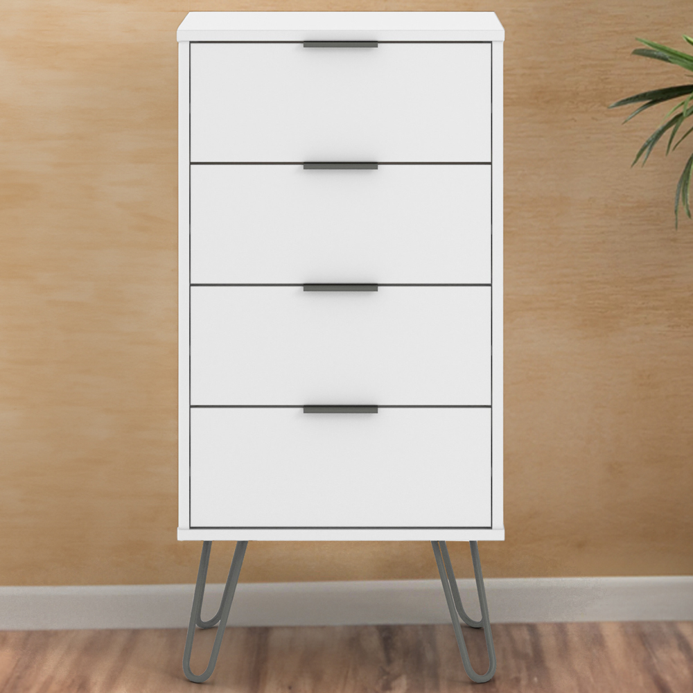 Core Products Augusta White 4 Drawer Narrow Chest of Drawers Image 1