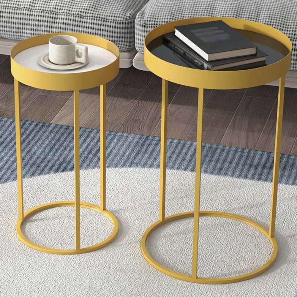 Portland Gold Base Nest of Coffee Tables Set of 2 Image 1
