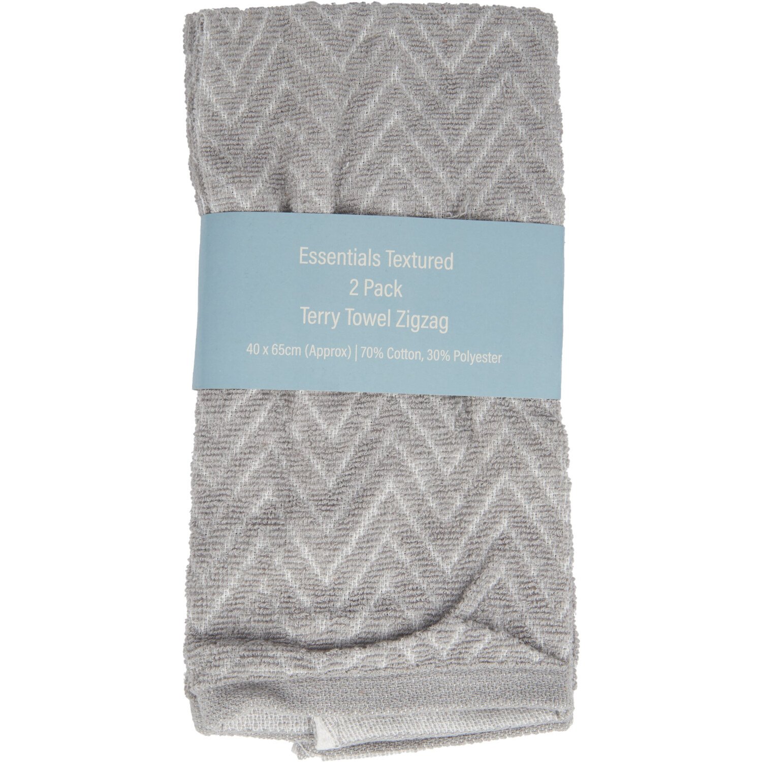 Pack of 2 Essentials Zigzag Terry Tea Towels - Grey Image 1