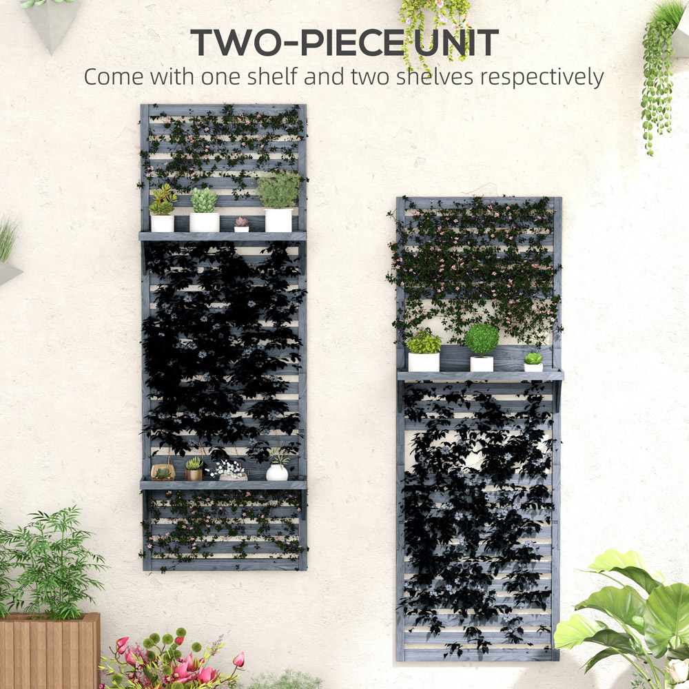 Outsunny Grey Wall Mounted Plant Stand with Trellis Set of 2 Image 4