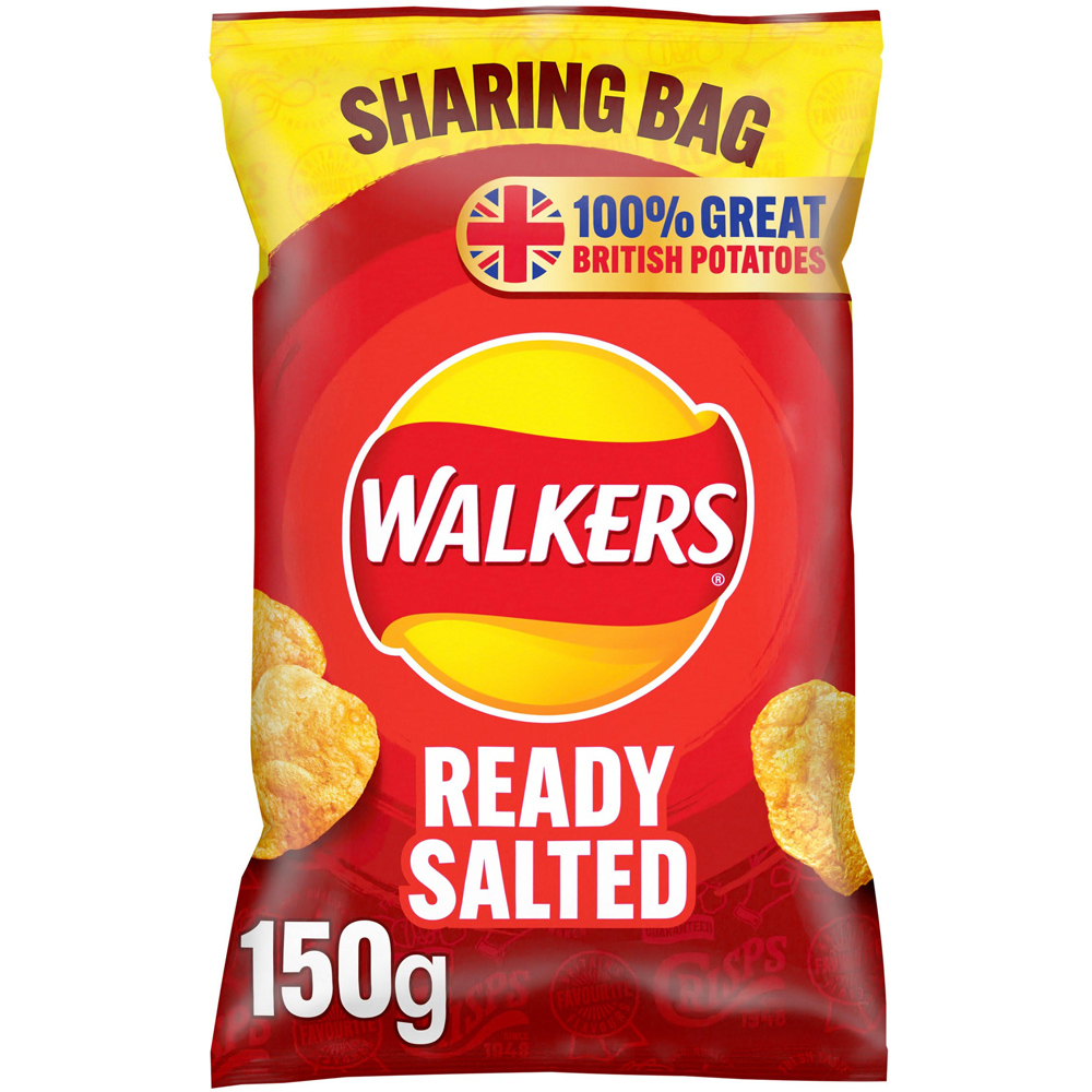 Walkers Ready Salted Sharing Crisps 150g Image