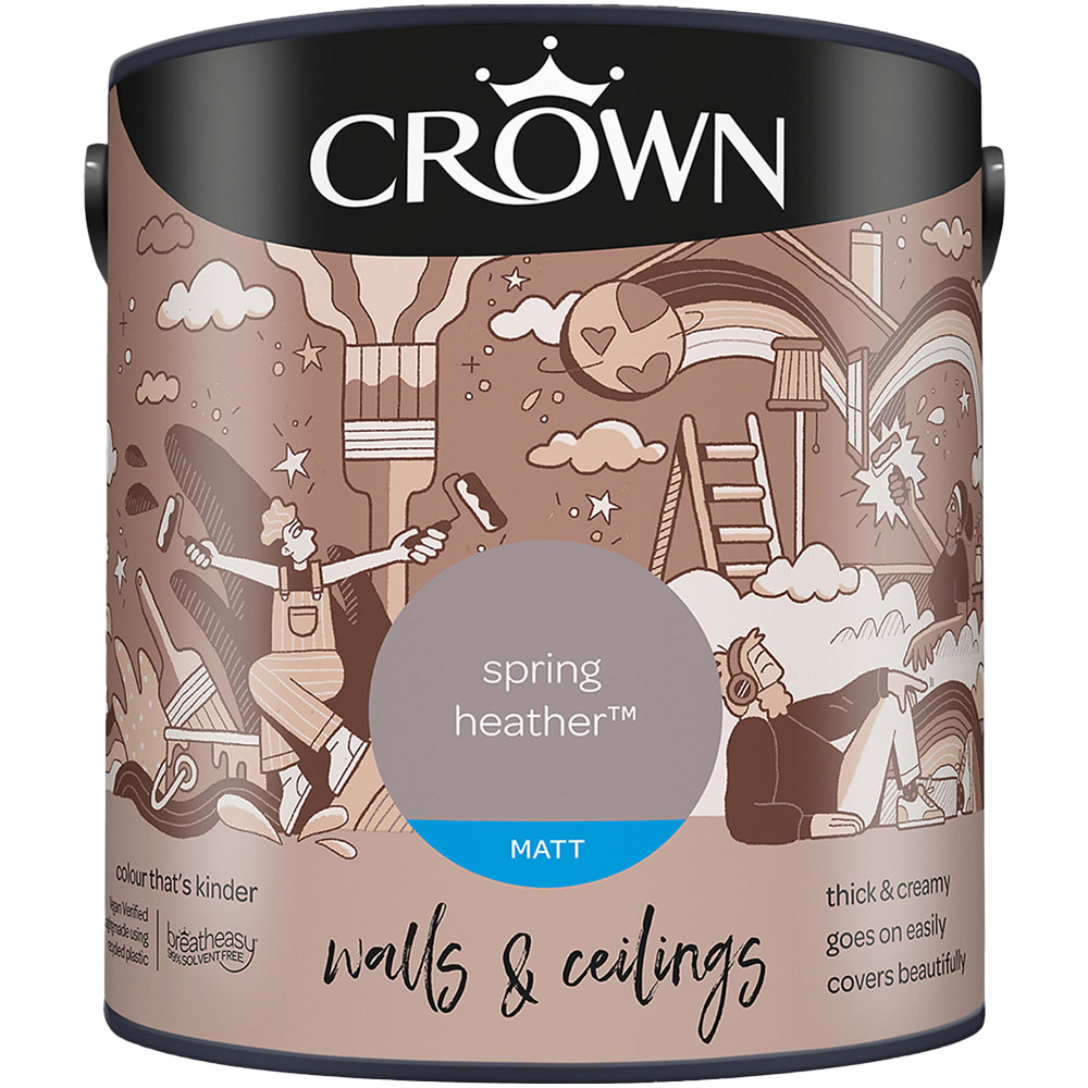 Crown Walls & Ceilings Spring Heather Matt Emulsion Paint 2.5L Image 2