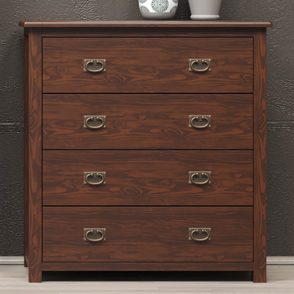 Boston 4 Drawer Dark Lacquer Chest of Drawers Image 1