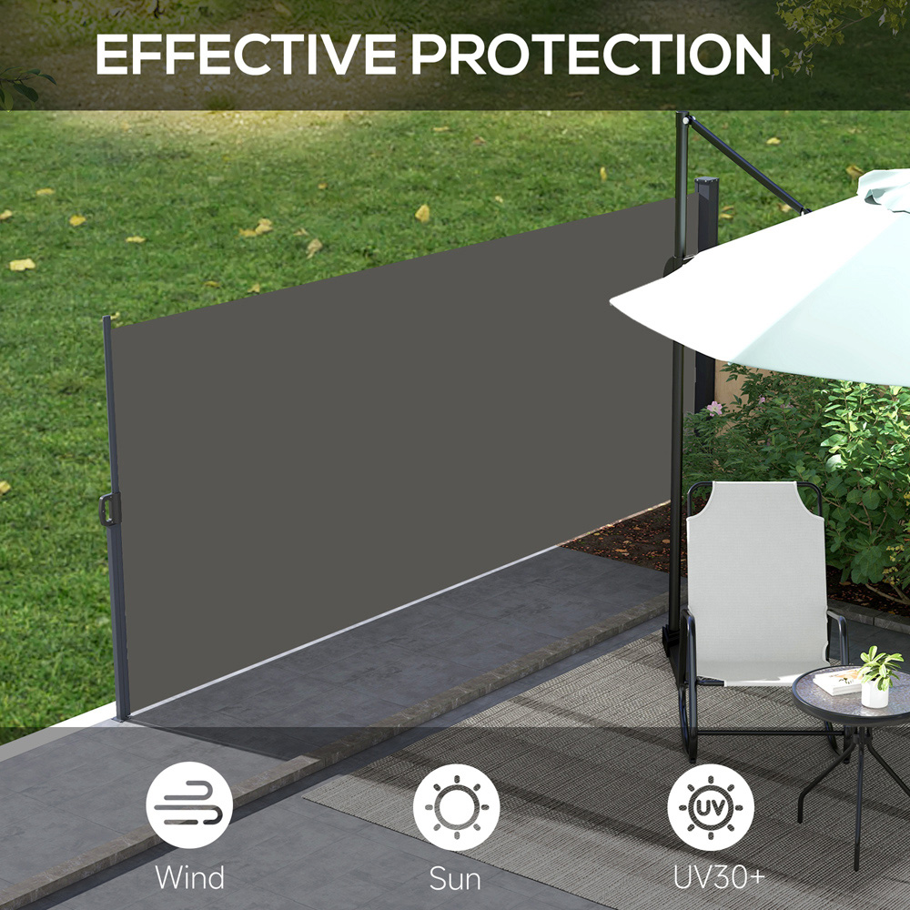 Outsunny Dark Grey Retractable Side Awning 4 x 1.8m Image 5