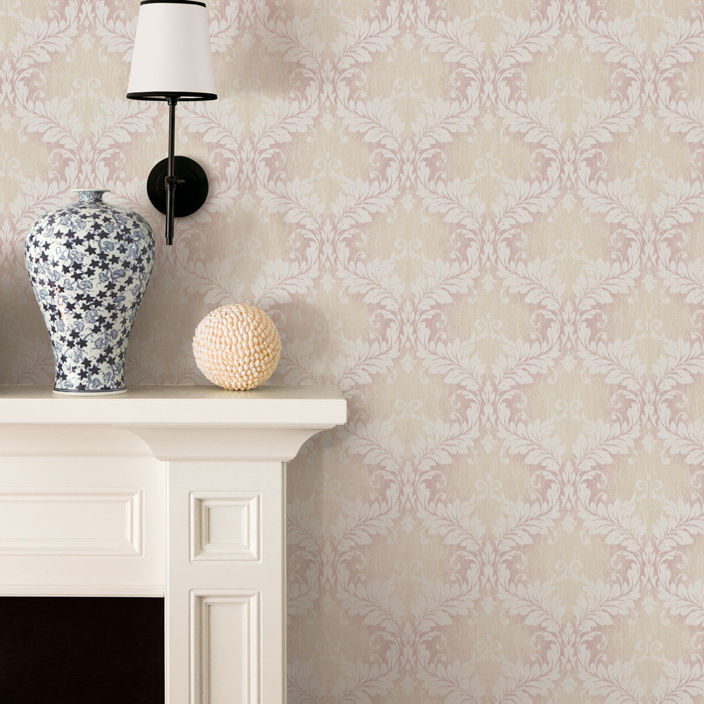 Galerie Nordic Elements Woven Damask Floral Trail Pink Wallpaper Image 2